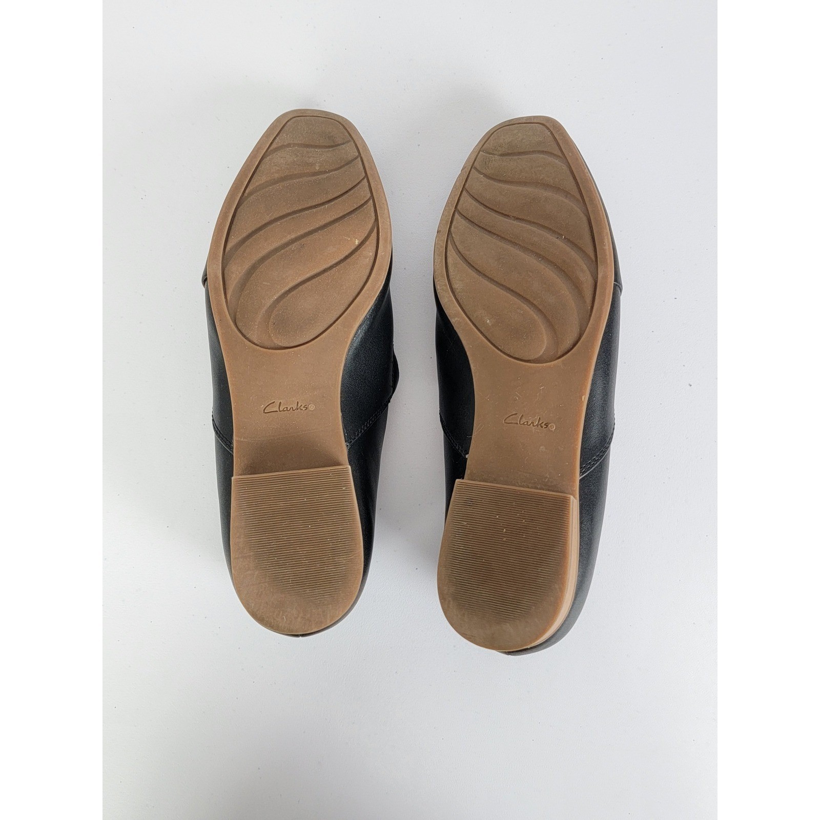Clarks Juliet Palm Black Leather Loafers Women Size 10 Comfort Work Flat