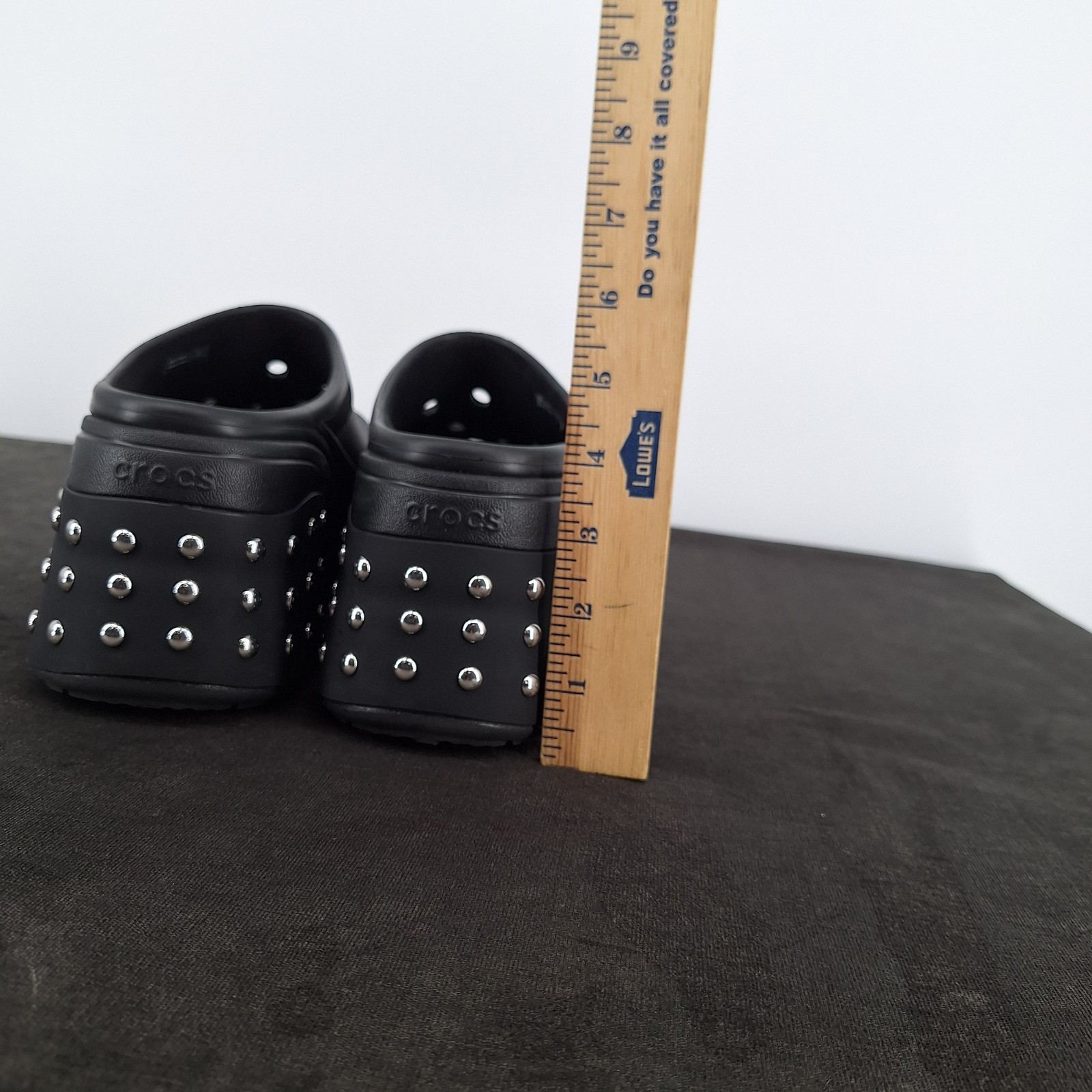 Crocs Siren Black Heel Studded Steampunk Platform Chunky Mule Clog Shoes W 11 M9
