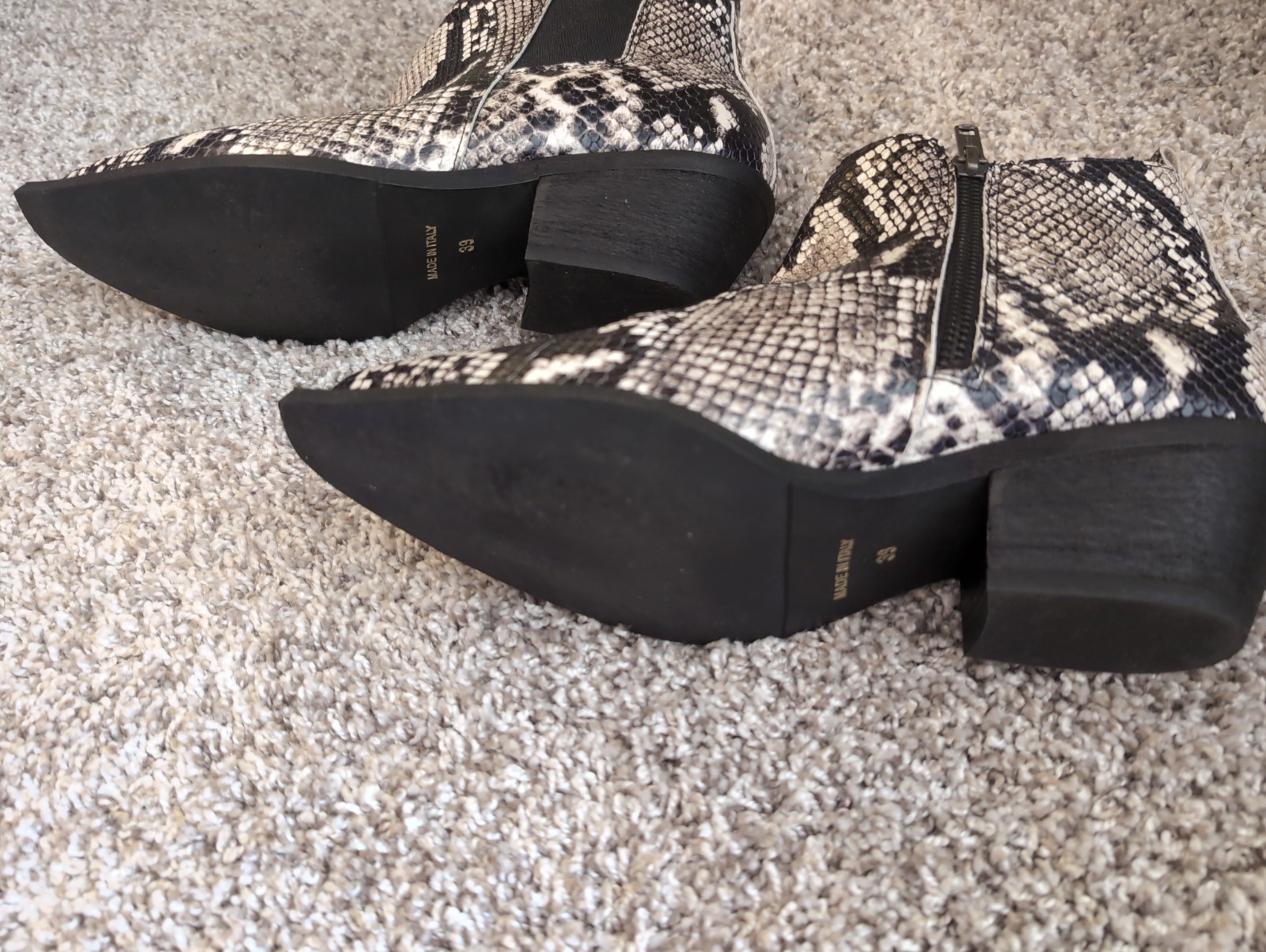 Beautiful Loretta Pettinri Woven Leather Snake Skin Ankle Boots Size 8