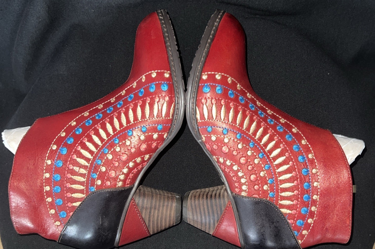 Spring Step L’artiste Rhapsody Red Multicolor Ankle Boots Sz 35 Artsy 4.5/5 US