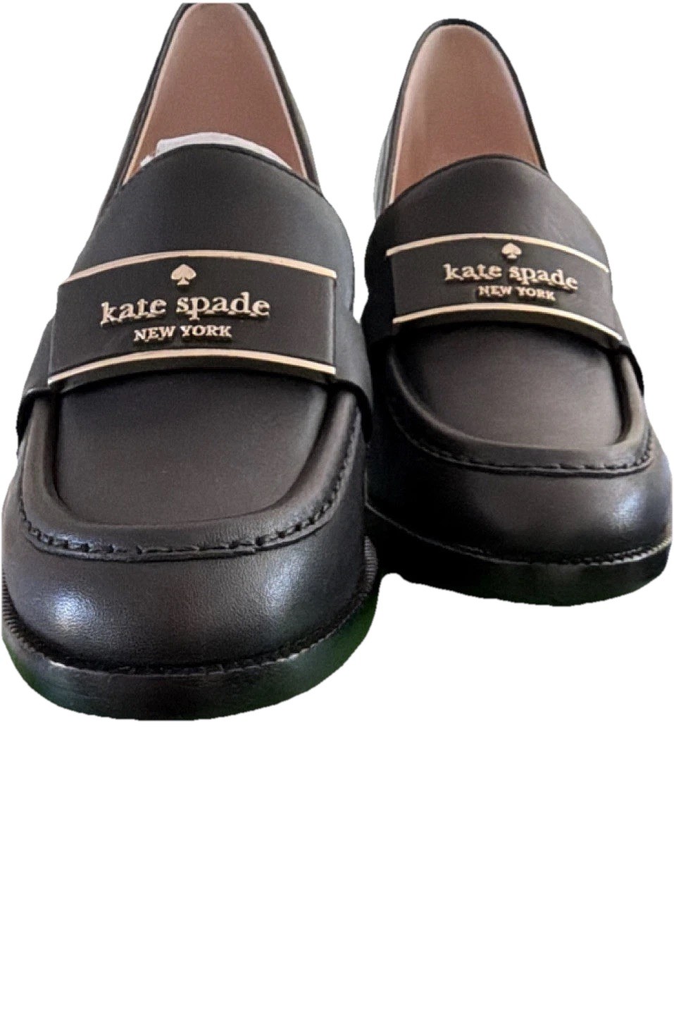 New in Box! Kate Spade New York Loafer Black Leather Block Heel Women’s Sz 6.5