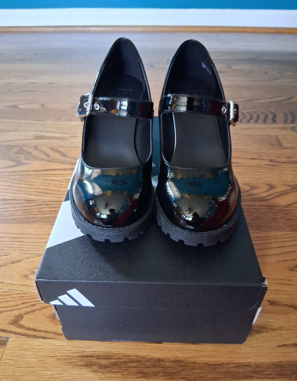 Dirty Laundry Women’s Black Patent Leather Mary Jane Buckle Strap Heel 6.5