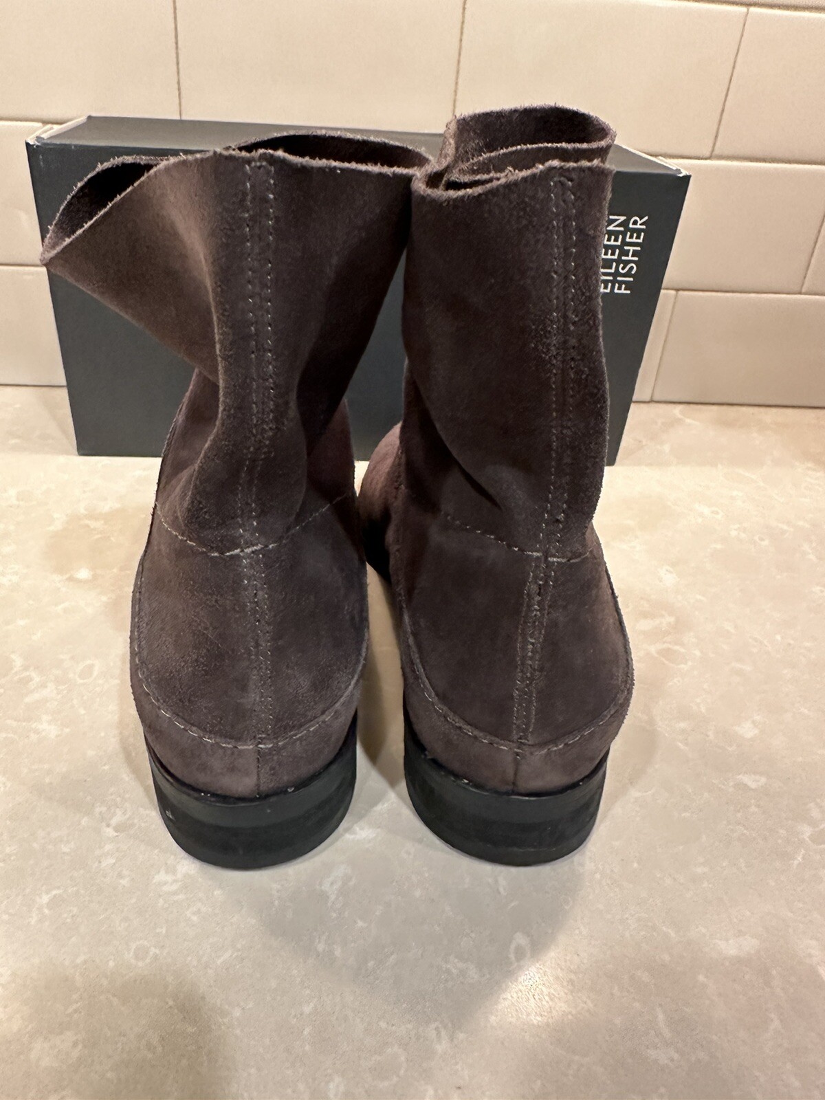 Eileen Fisher JAUNT-SS Slate Sport Suede Boots 6M EUC