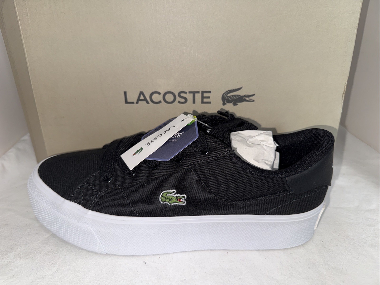 Lacoste Ziane Platform Black Shoes Woman’s Size 8.5