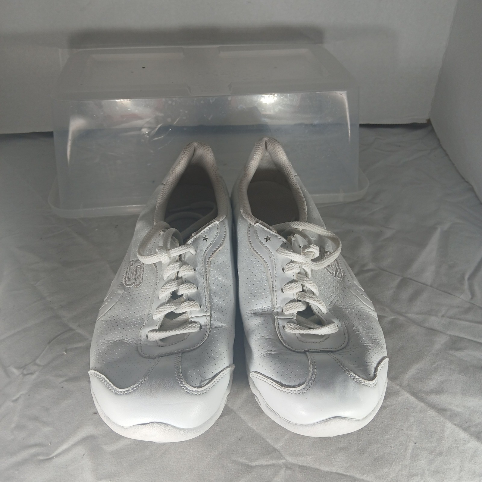 Skechers White Leather Synthetic Lace Up Athletic Sneakers Women’s 8.5 M