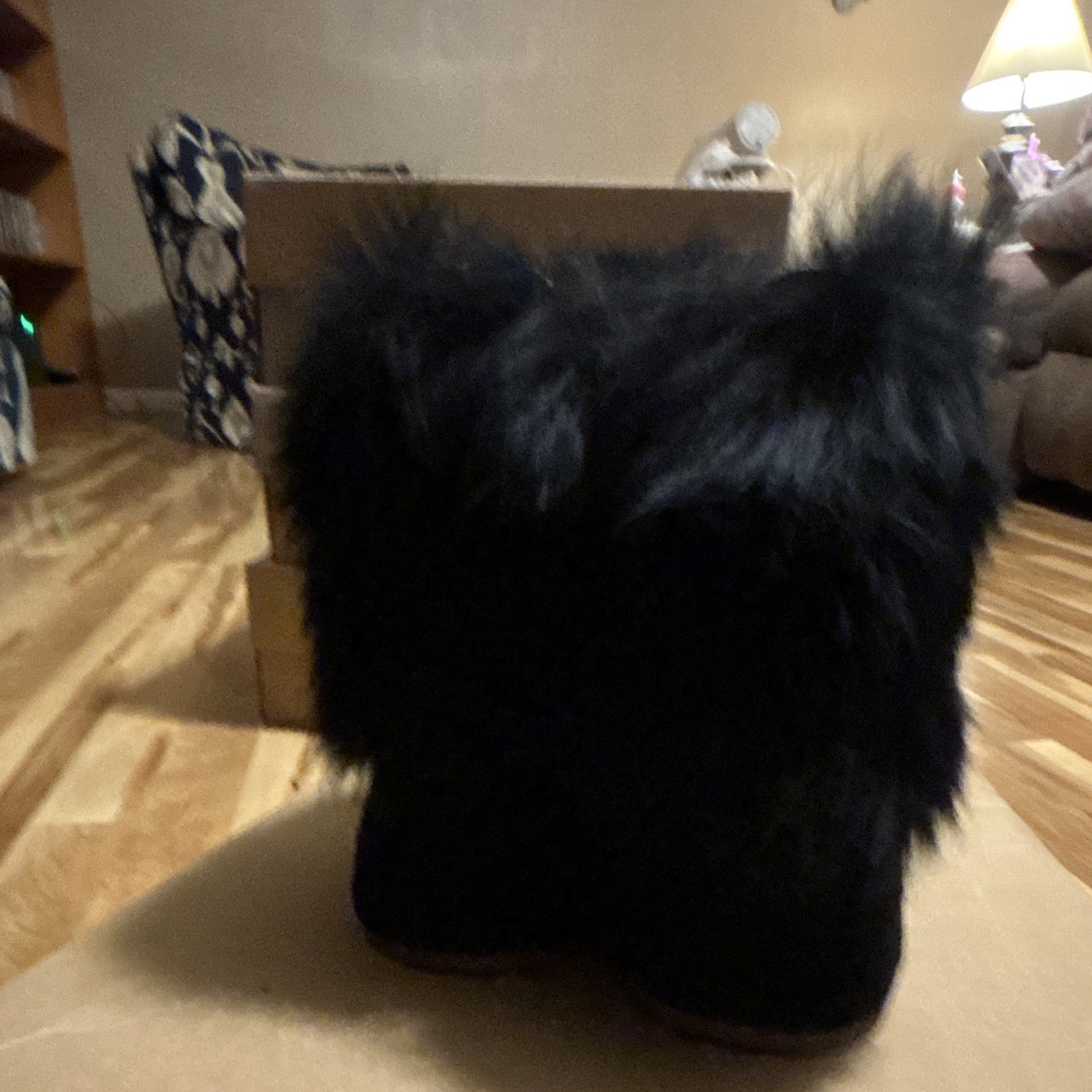 UGG W Antoine Fur Suede Faux Fur Lined Lace-Up Booties Black Women’s US 11