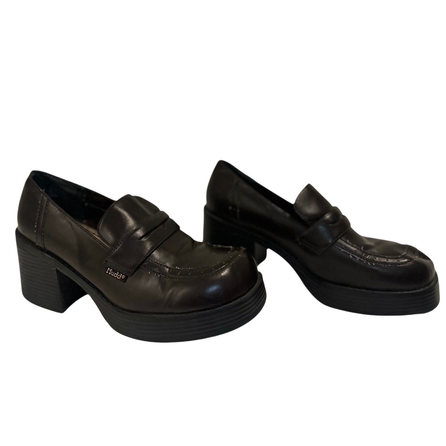 Vintage Mudd Platform Loafers Womens 10 Brown Good Y2K Chunky Block Heel Shoes