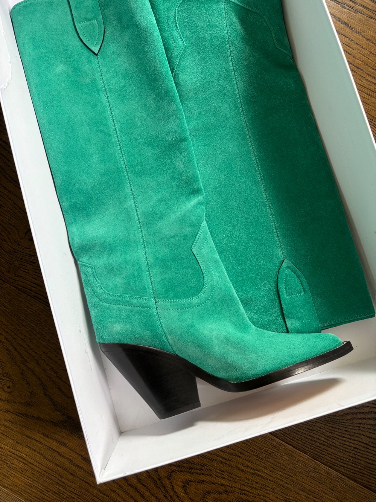 Isabel Marant Lomero Green Tall Knee High Suede Leather Western Cowboy Boots NEW