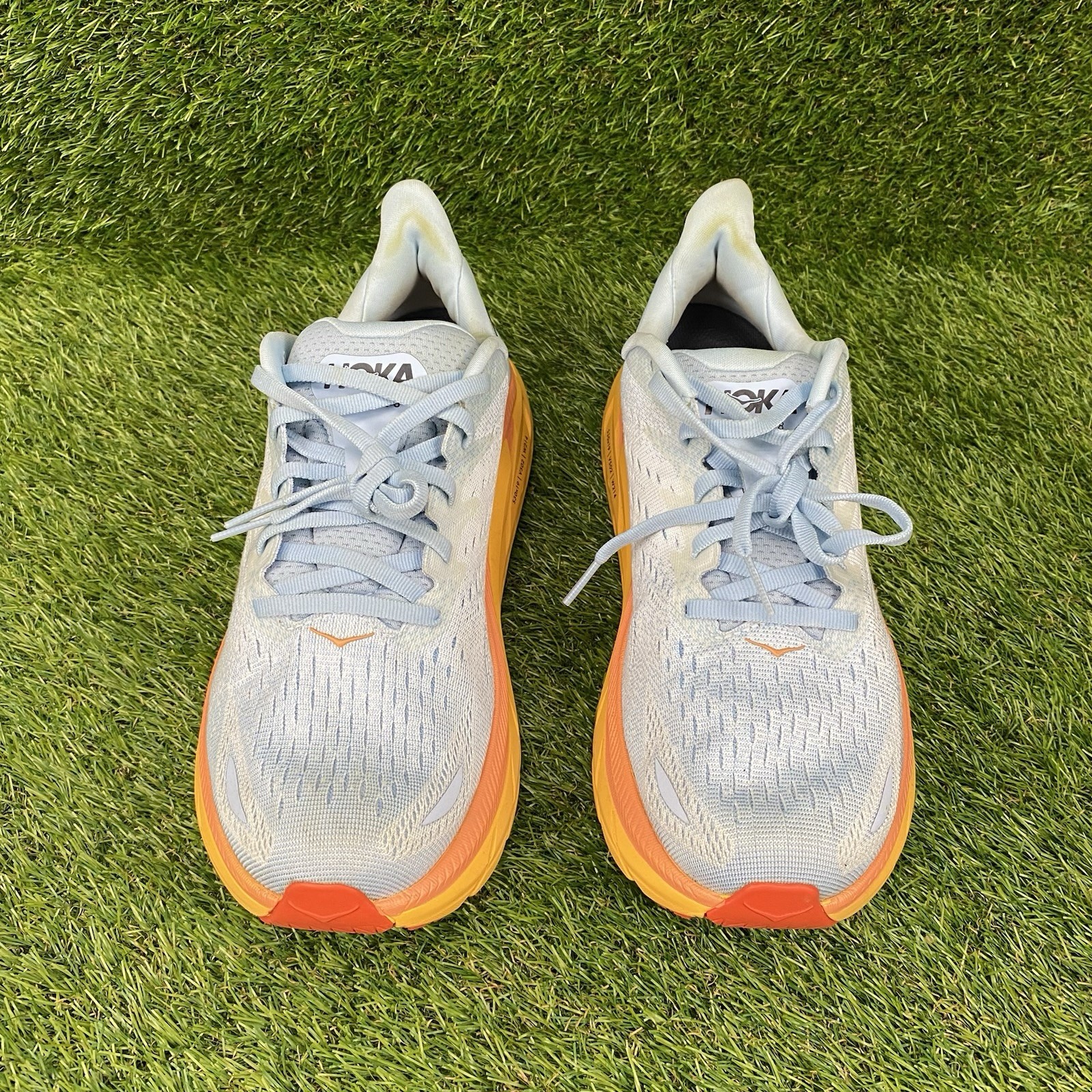 Hoka One One Clifton 8 Women’s Running Shoes Size 9.5 D Summer Song Blue/Orange
