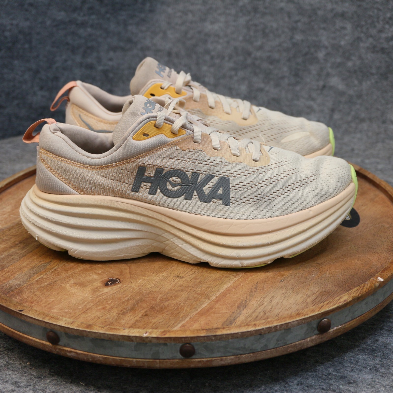 Hoka One One Bondi 8 Womens Size 8 B Cream/Vanilla Running Shoes Sneakers