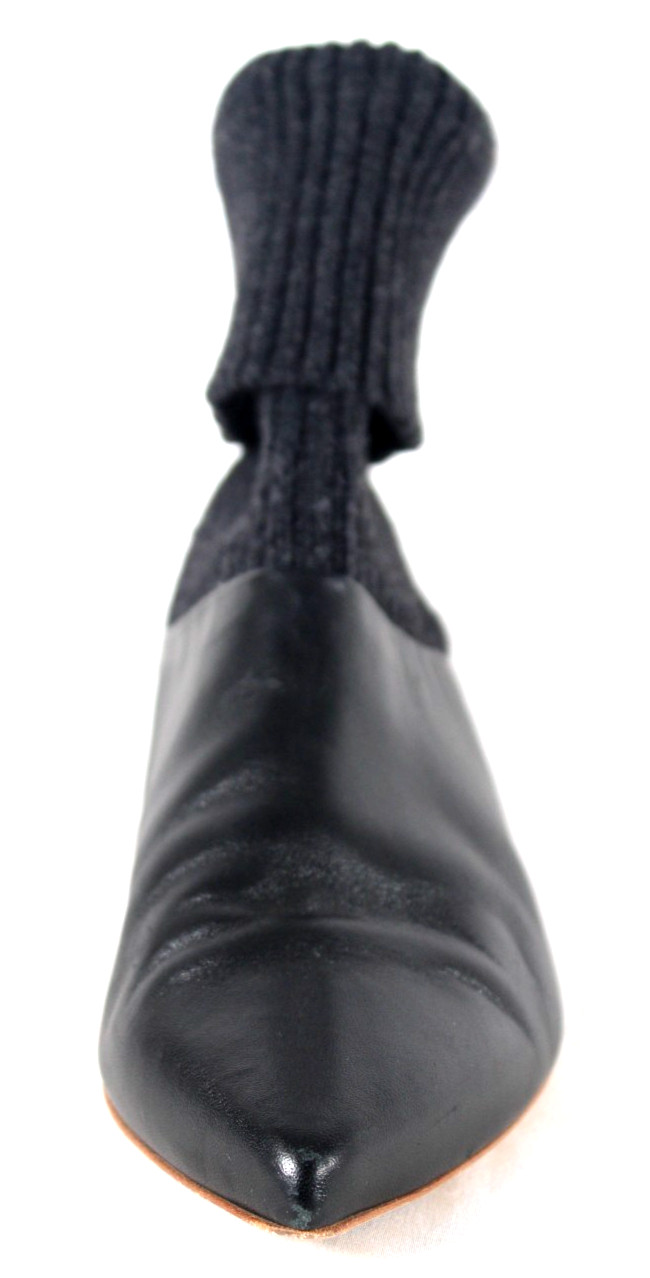 GABRIELA HEARST Black Leather & Heather Black Cashmere Pointed Toe Sock Boots 39