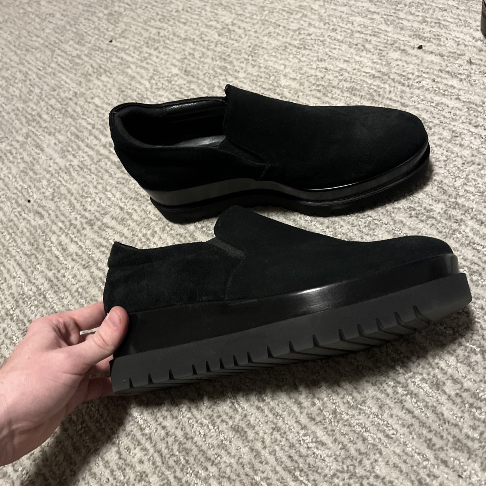 Cordani Black Suede Loafers Made In Italy Platform Size 41 US W10-10.5