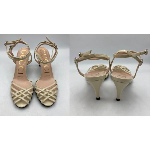 GUCCI Patent Leather Ankle Strap Sandals Size 35 1 2 Womens D4 Used