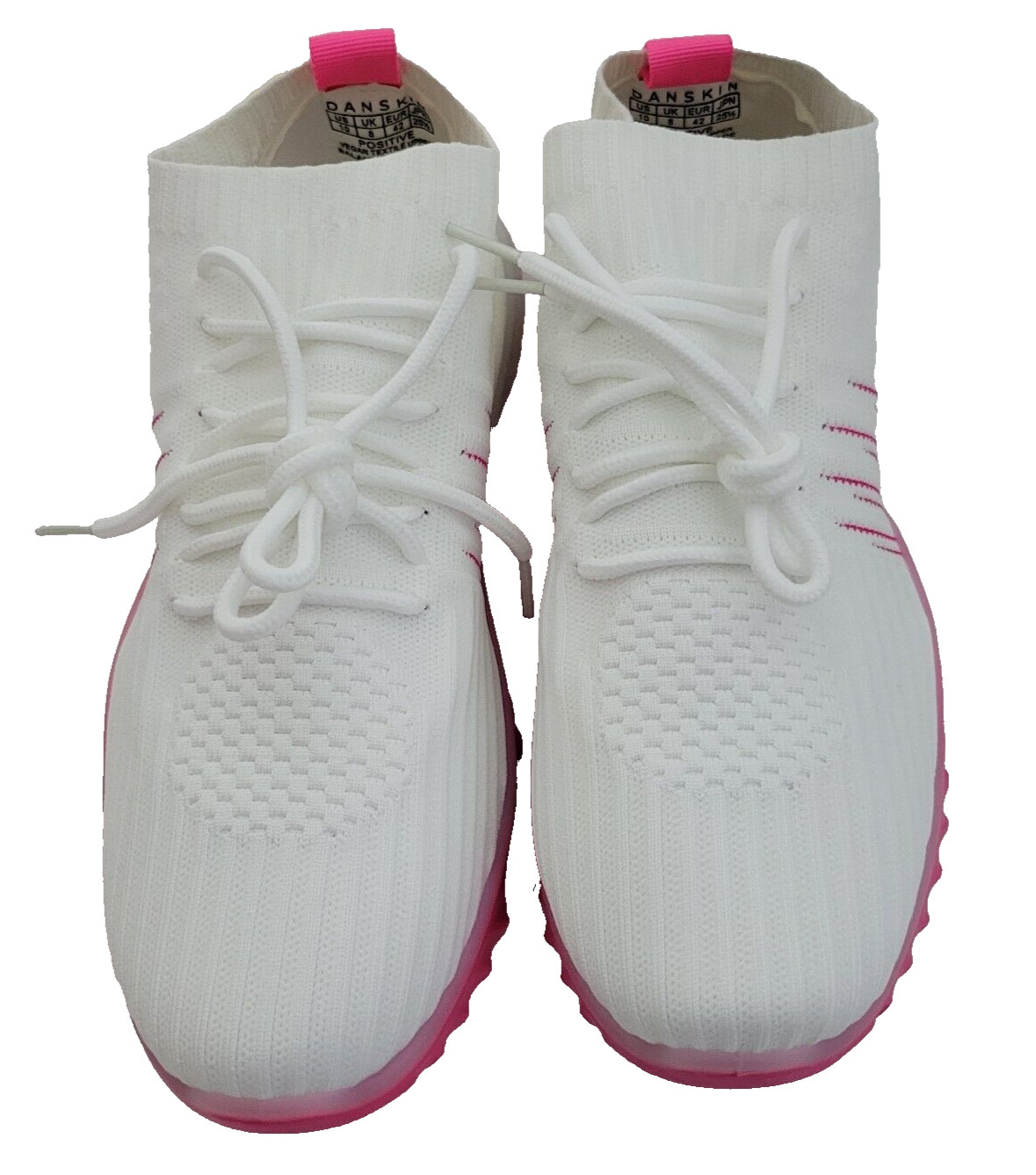 Danskin Positive Sneakers Women Knit Shoes White / Hot Pink Vegan Upper Size 10