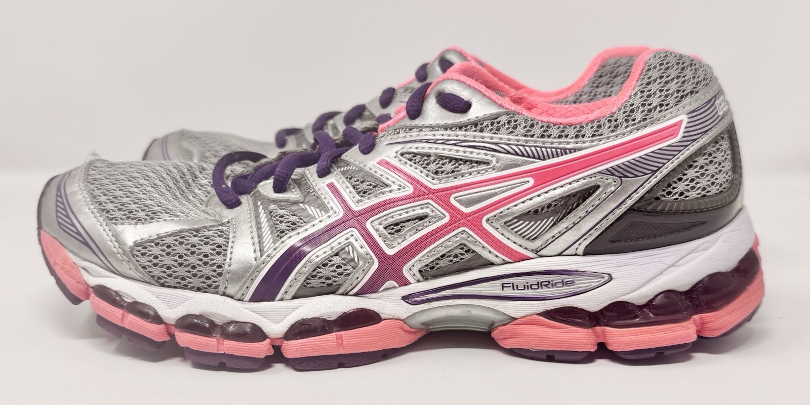 Women’s Vintage Asics Gel-Evate 2 Silver Orange Purple Running Shoes TA47N sz 8