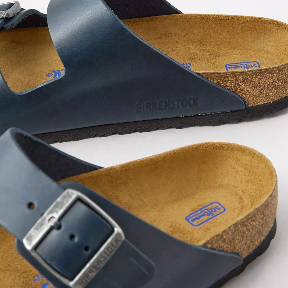 NWB Birkenstock Arizona Oiled Leather Blue Sandals Soft Footbed Shoes US 6-12