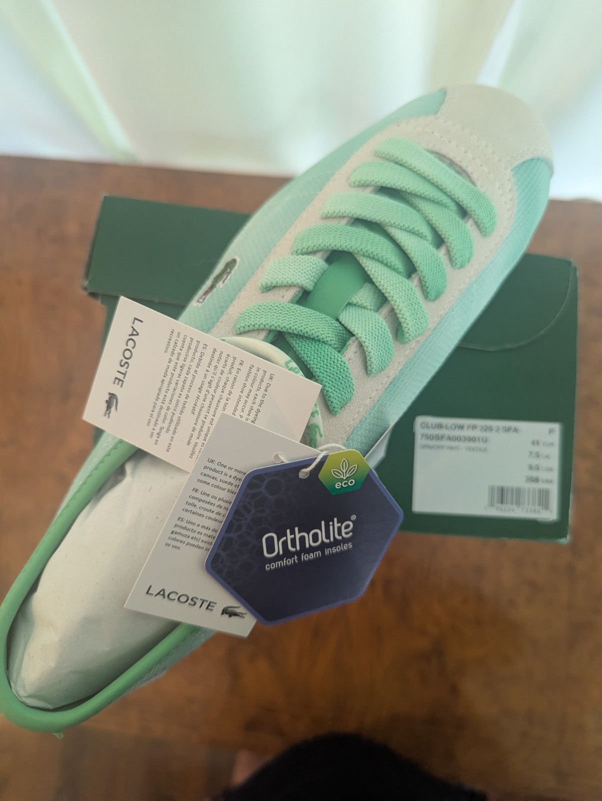Lacoste x Free People Club-Low Sneakers Women’s Size 9.5 NEW IN BOX Mint Green