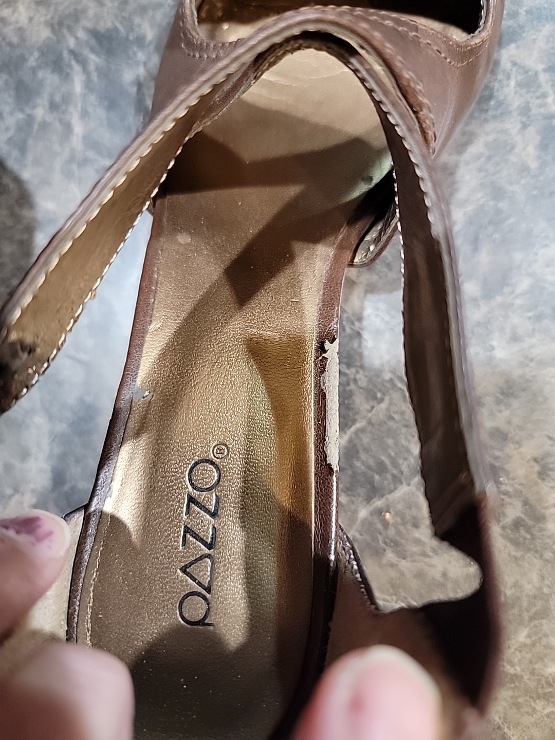 PAZZO Brown Leather Upper 2″ Heels Pumps 8.5 Pointed Toe Criss Cross Straps