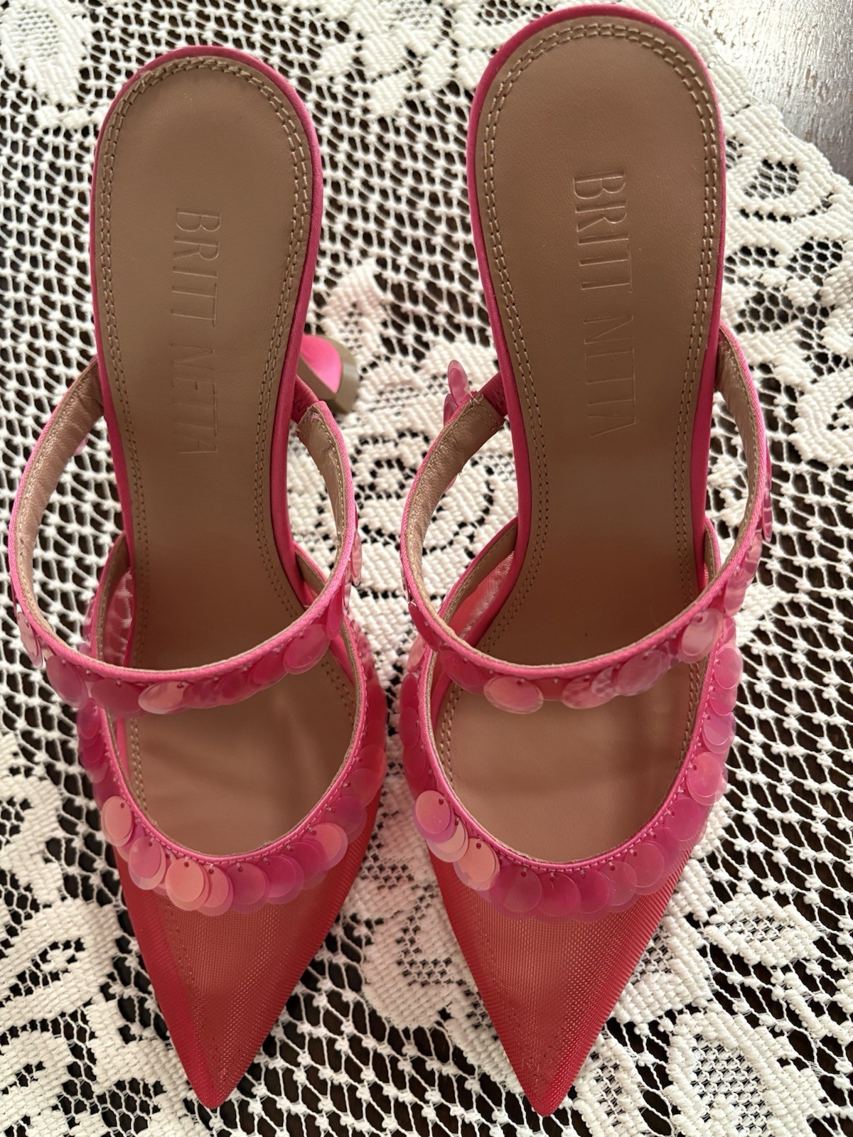NWB BRITT NETTA Margot Embellished Mule fuchsia | 36.5 6.5 It is for thin feet