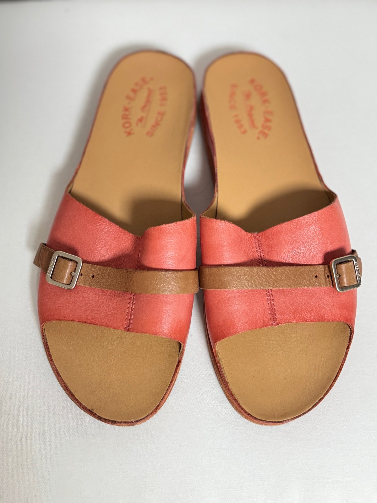 Women’s Kork-Ease Downey Salmon Pink Leather Slide Sandals Sz 9 M