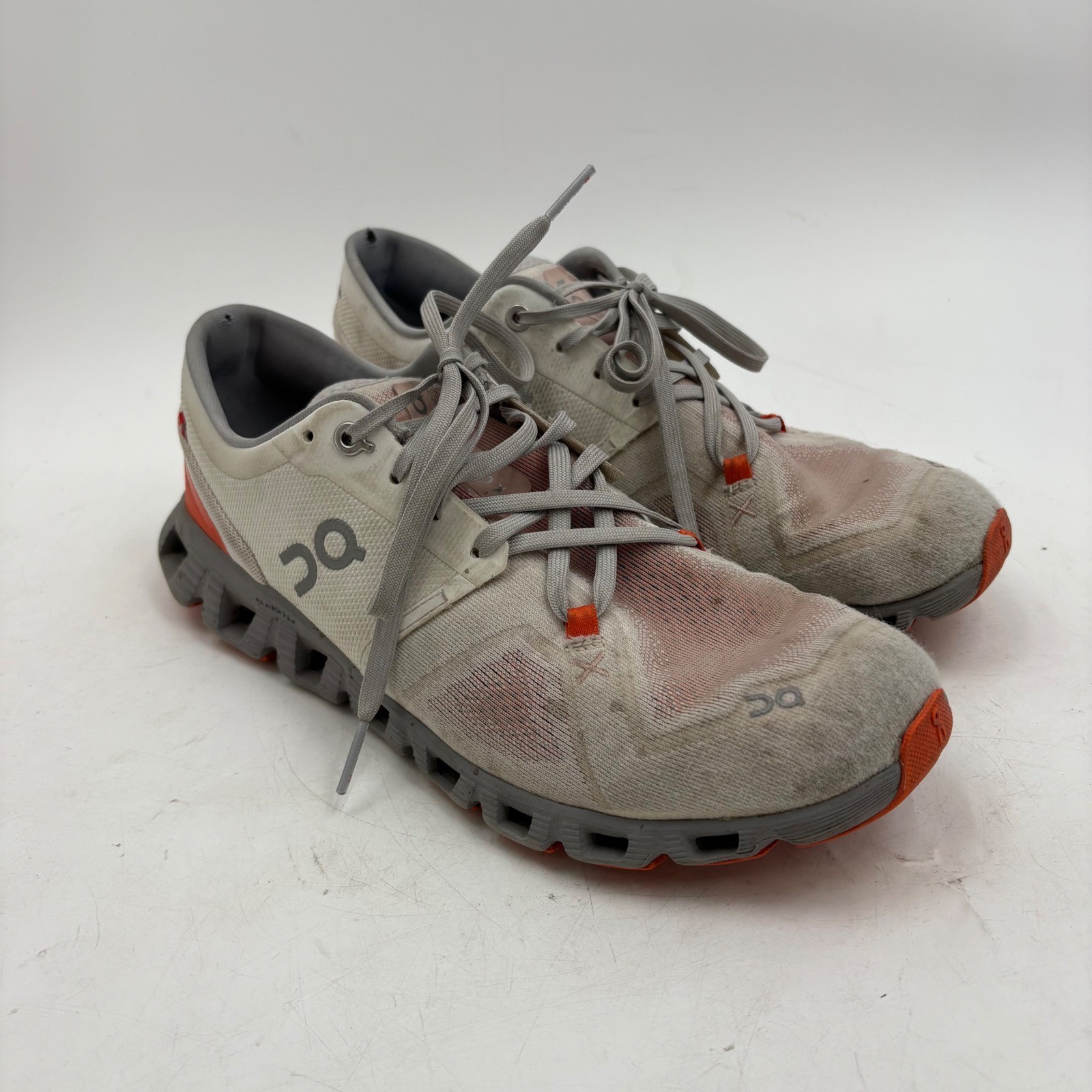 On Running Womens Cloud X White Flame Orange Running Shoes 60.98252 Size 9