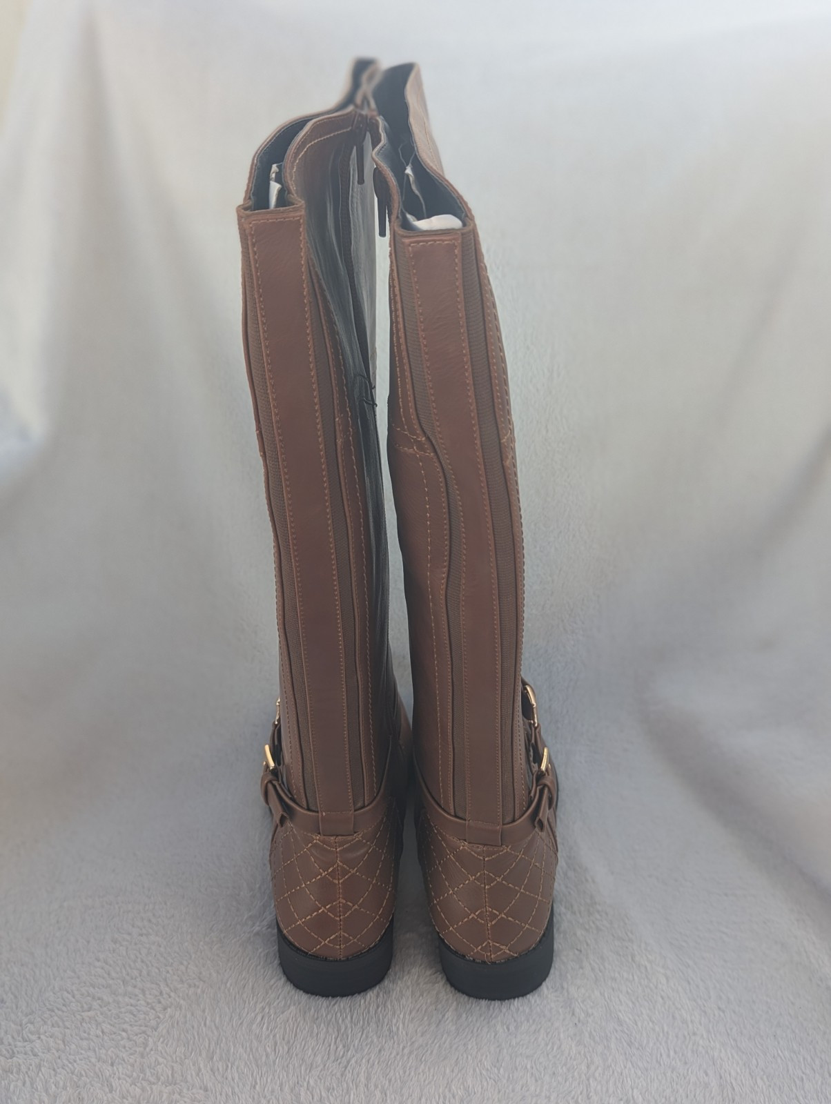 Size 8.5 Women’s Comfortview Milani Brown Tall Wide Calf Zip Up Riding Boots