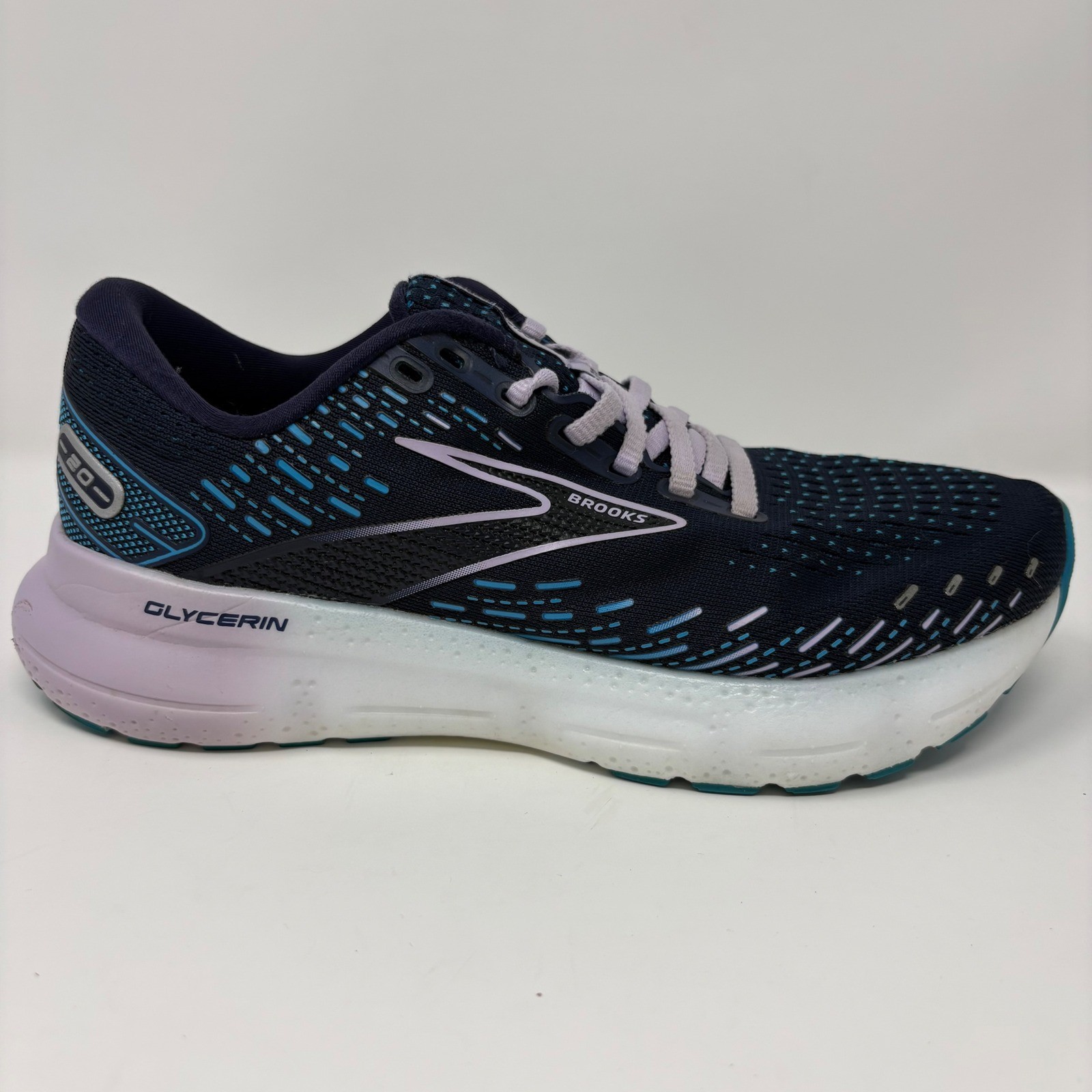 Brooks Glycerin 20 Women’s Size 7 Navy Blue Lilac Running Shoes (1203691B499)
