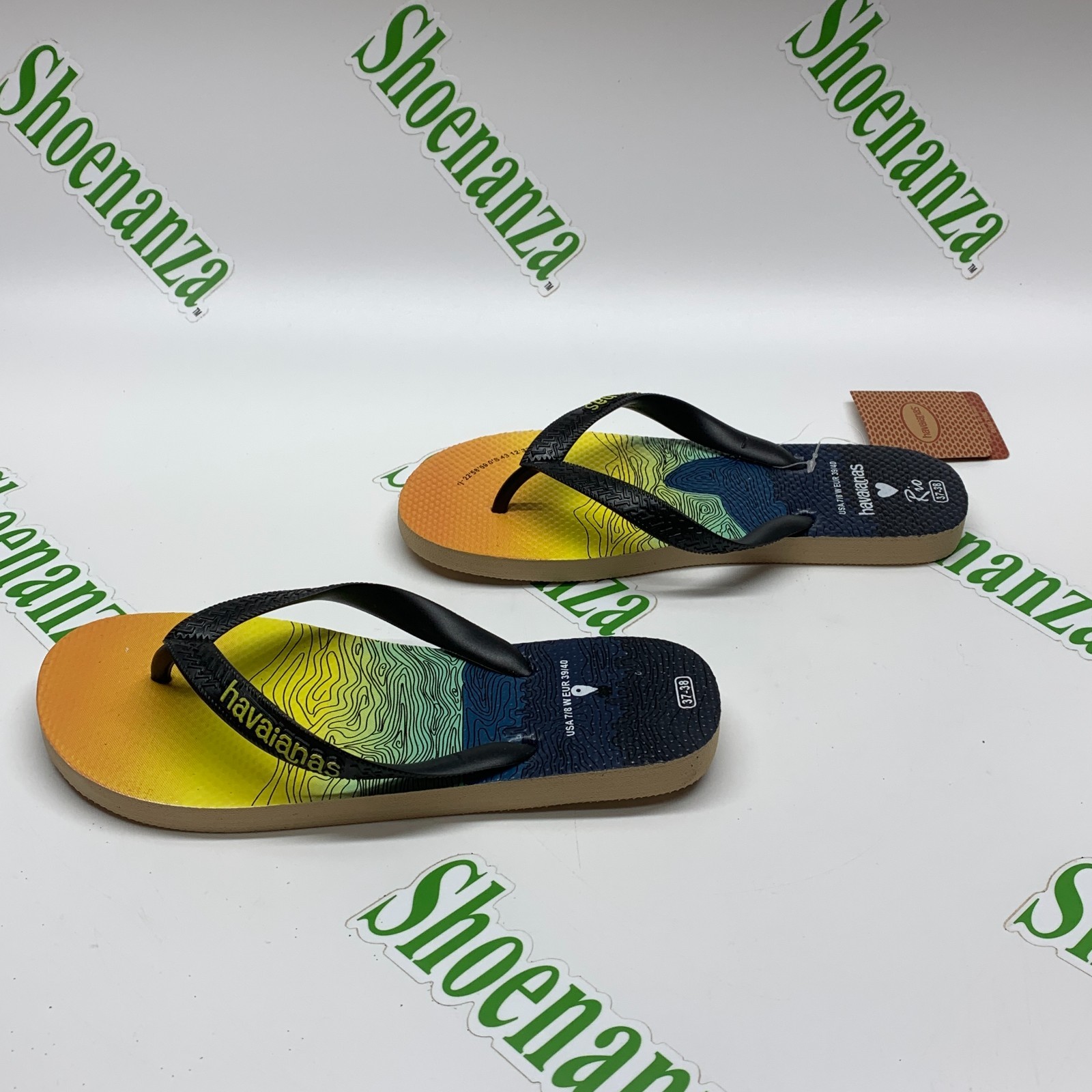 Havaianas Slim Love Rio Beach Heart Topographic Map Flip Flop Thong Womens 7 / 8
