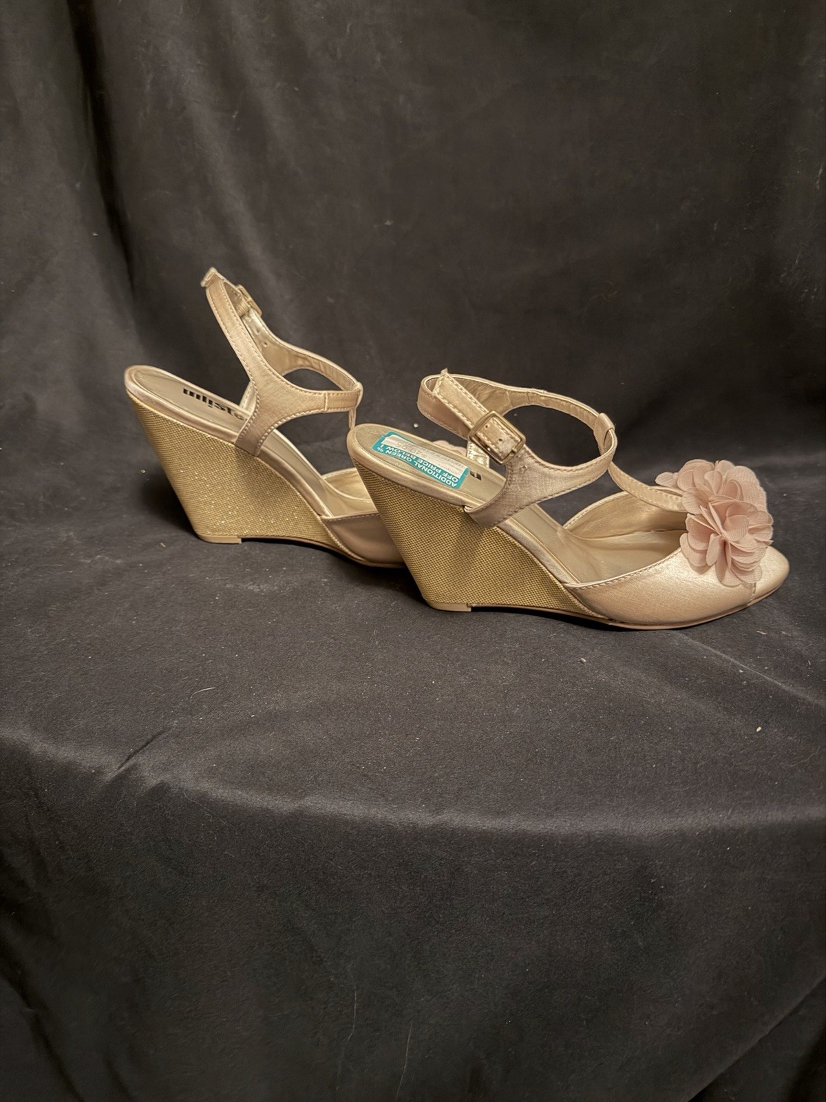 Unlisted Women’s Wedge – Size 6 1/2 – Champagne Metallic Strappy Heels