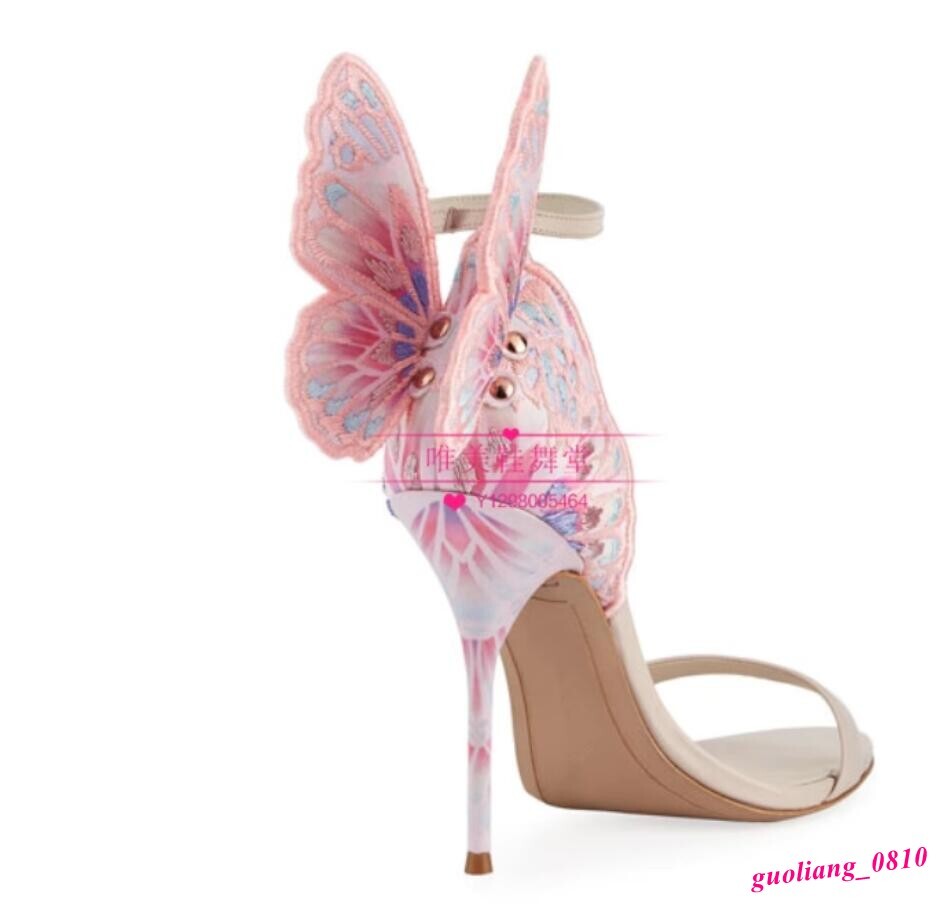 Butterfly Women’s Leather Sandals Stilettos Heel Shoes Summer Formal Fashion OL