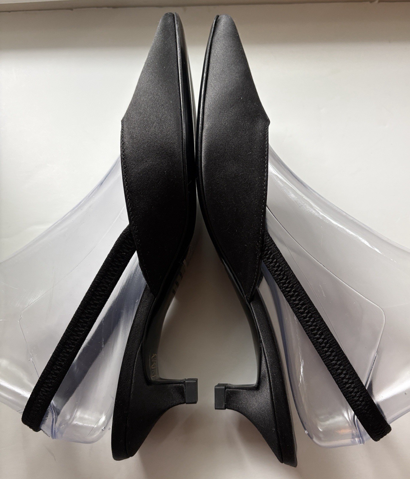 JENNI KAYNE Black Satin Kitten Heel Shoes Sandals 38 New No Box