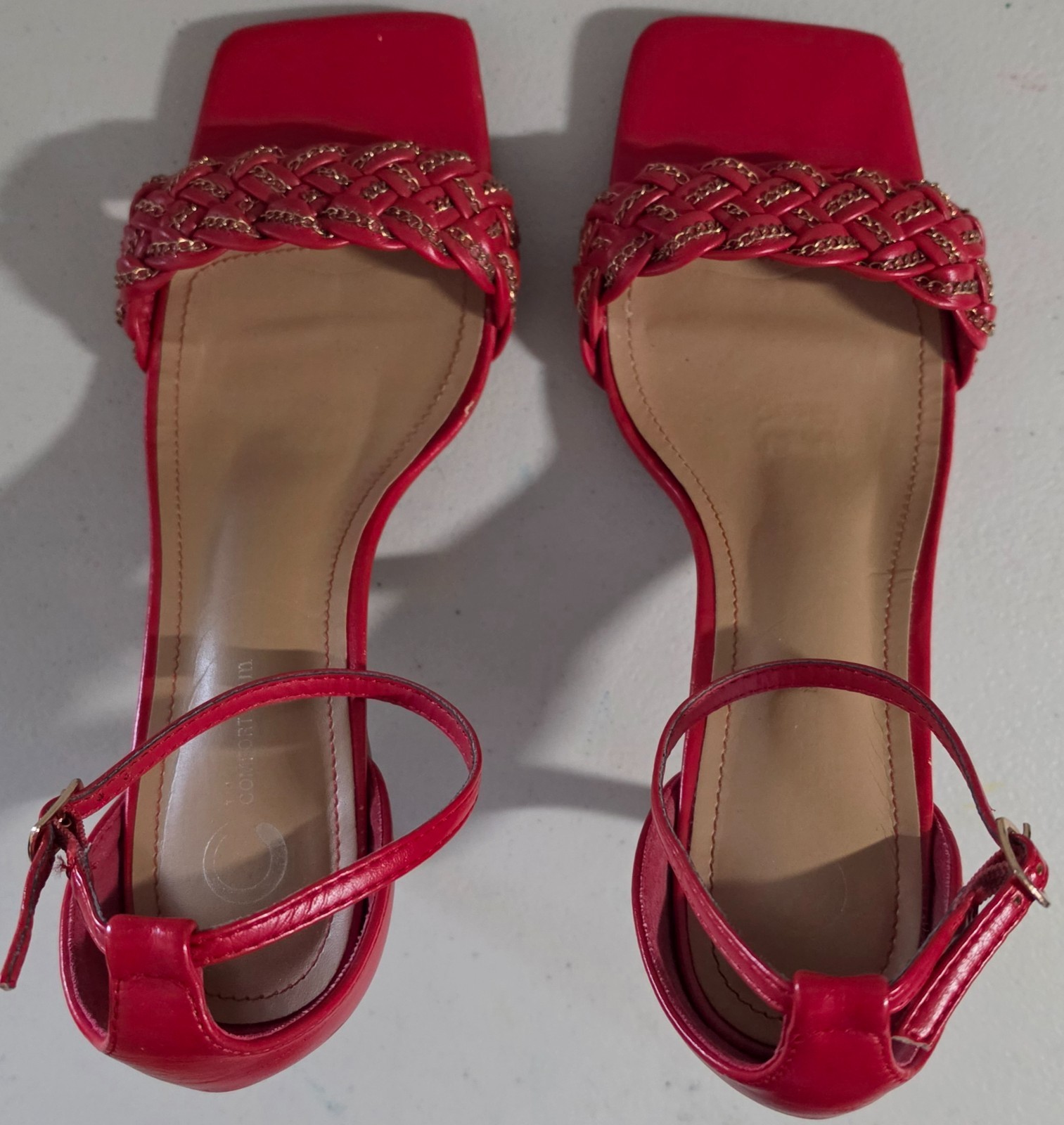 Tru Comfort Foam women red casual pump high heel shoes size 11