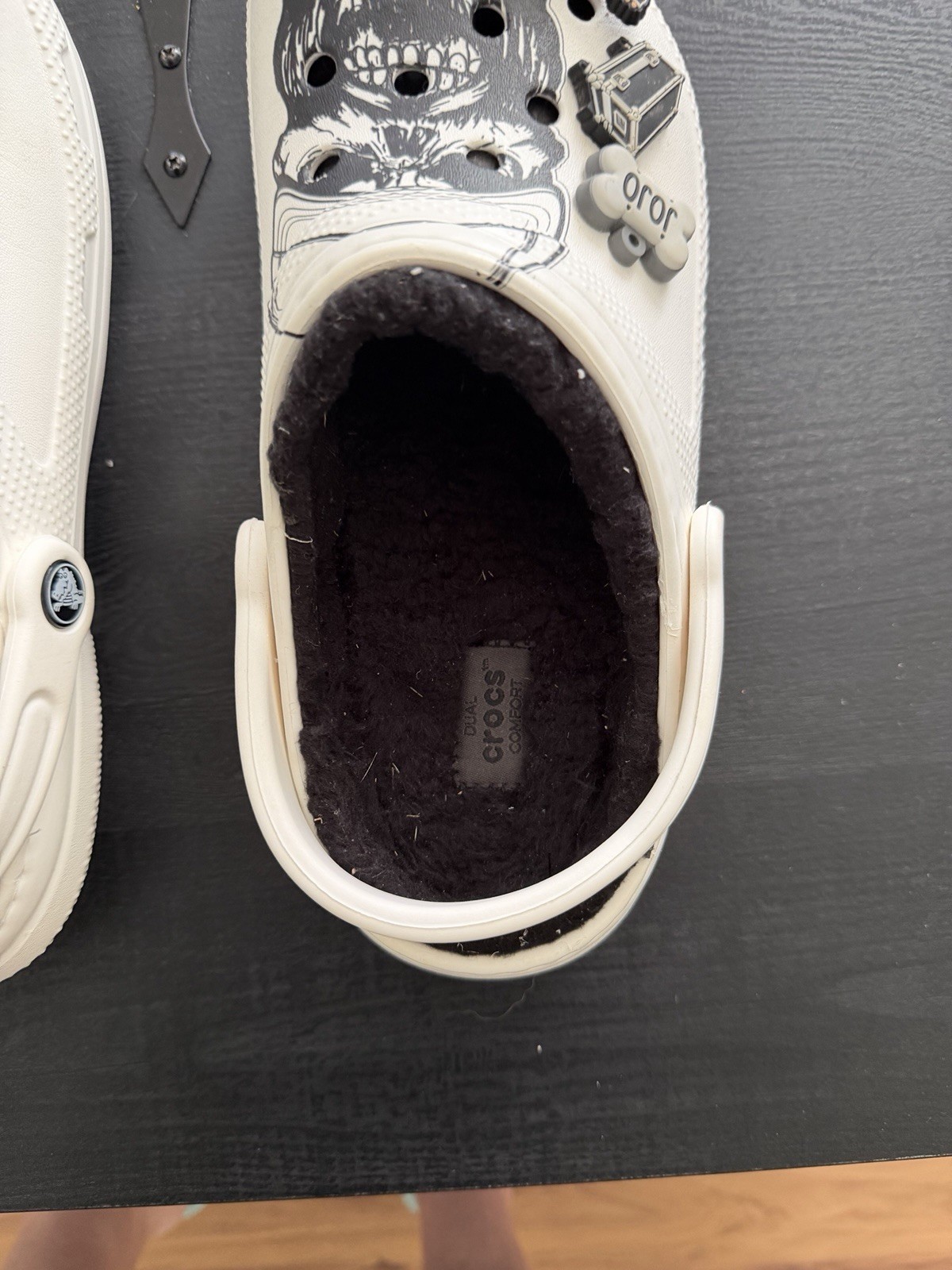 Luke Combs X Classic Lined Crocs Skully W8/M6 White Black Clogs W/Custom Jibbiz