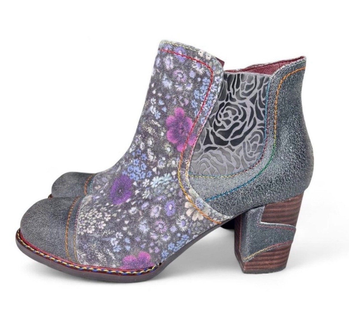 L’Artiste Spring Step Melvina Floral Boots leather EU 38 US 7.5/8 EUC