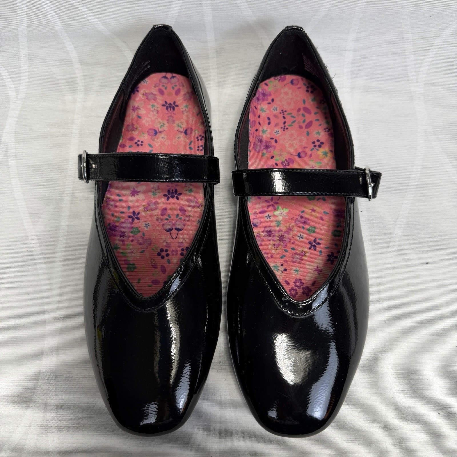 Mary Jane Flats Black Patent Leather Ballet Buckle NWOB