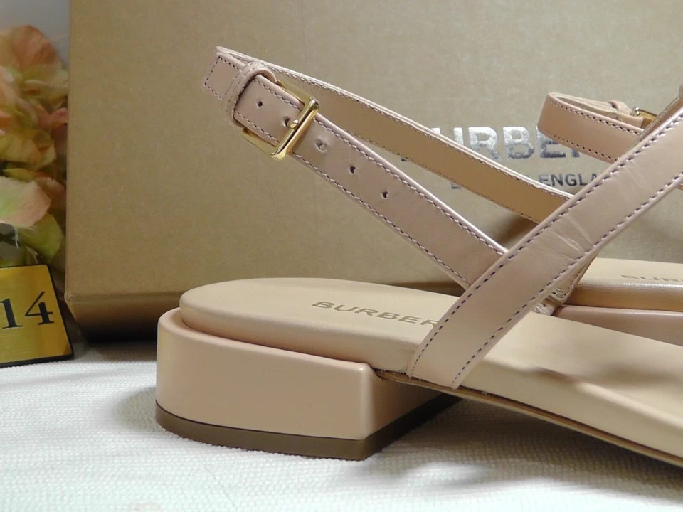 BURBERRY Pale Nude EMILY T-Strap Leather Thong Sandals Size 36.5 US***$720**NIB