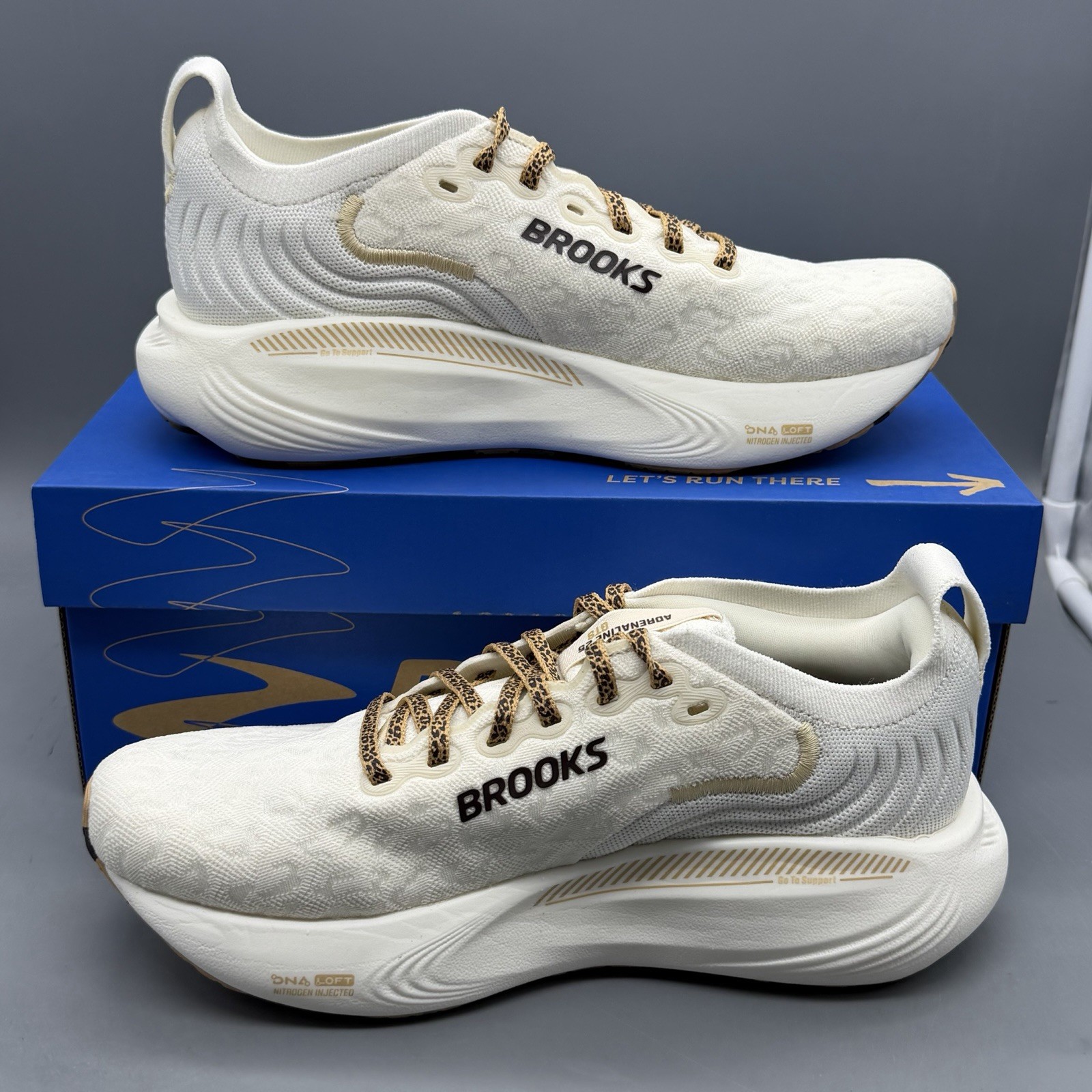 Brooks Adrenaline GTS 25 Women’s 6.5 Running Walking Shoes Coconut Crème Leopard