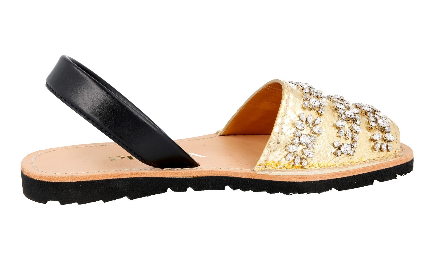 PRADA Leather Crystal Ayers Snake Slides Mules Sandals 1X181G – US 6.5 EU 36,5