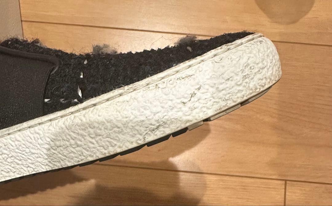 CHANEL 2016 Slip on Black Silver Tweed Suede CC Logo Sneaker USED Auth #S3512