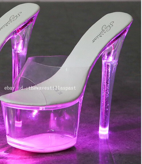 Womens Girl New Light Up High Heel LED Platform High Heel Ankle Strap Sandals