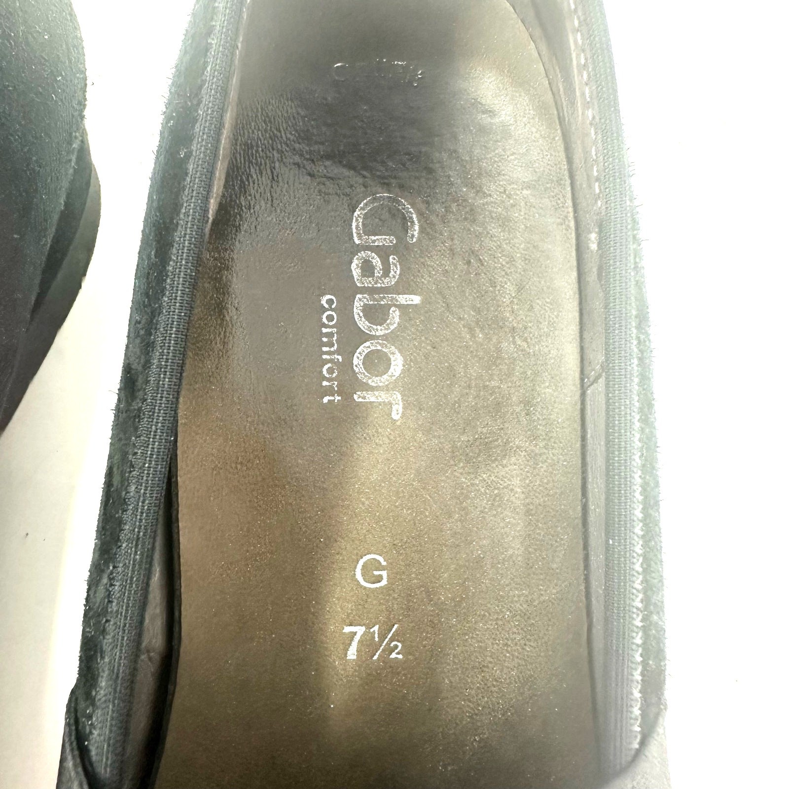Gabor Size 7.5 Slip On Black Suede 1.5″ Heel Square Toe Formal Business Comfort