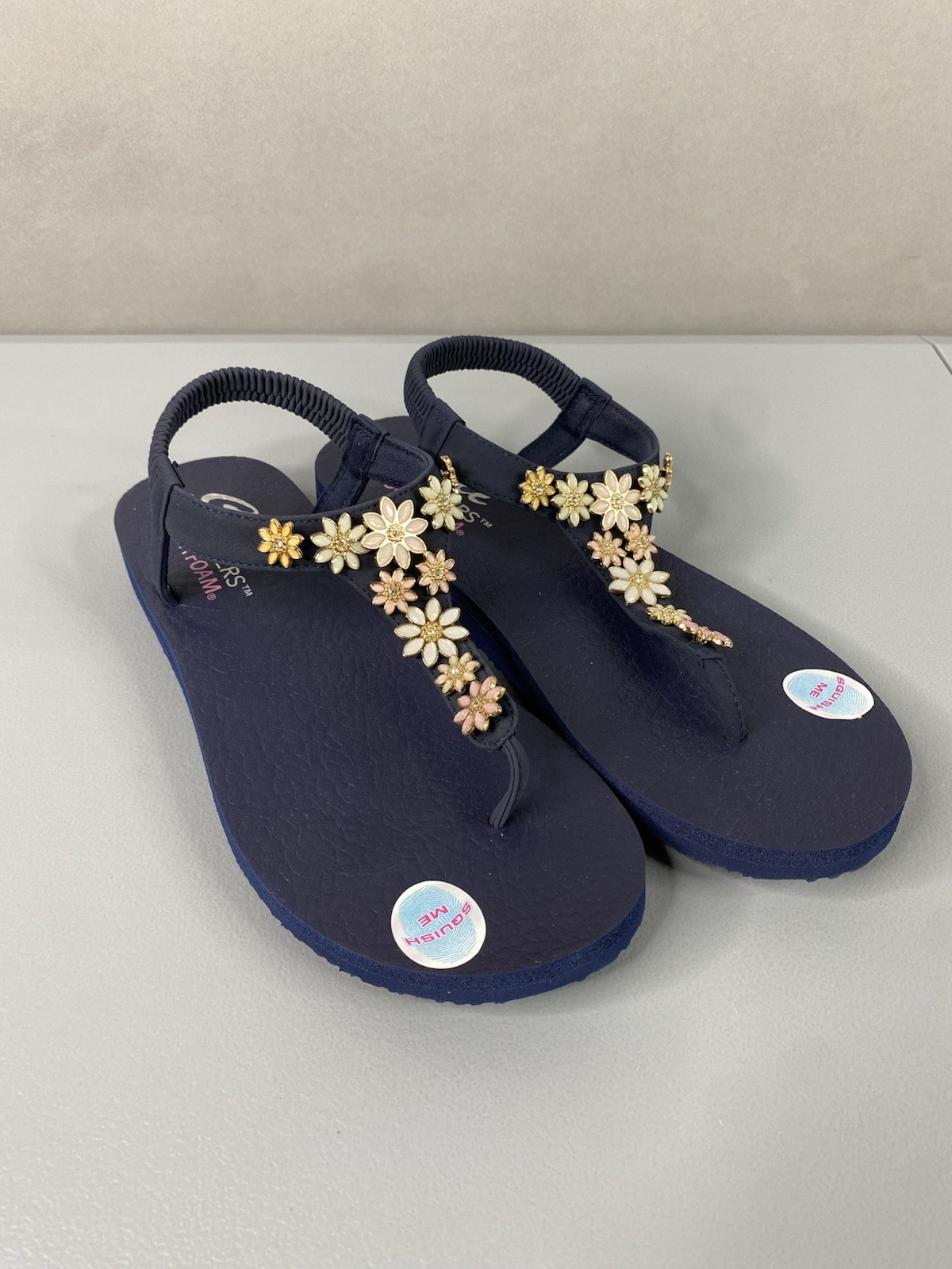 Women Sandals Sz 10 Cali From Skechers Yoga Foam Slip On Multicolor Casual New
