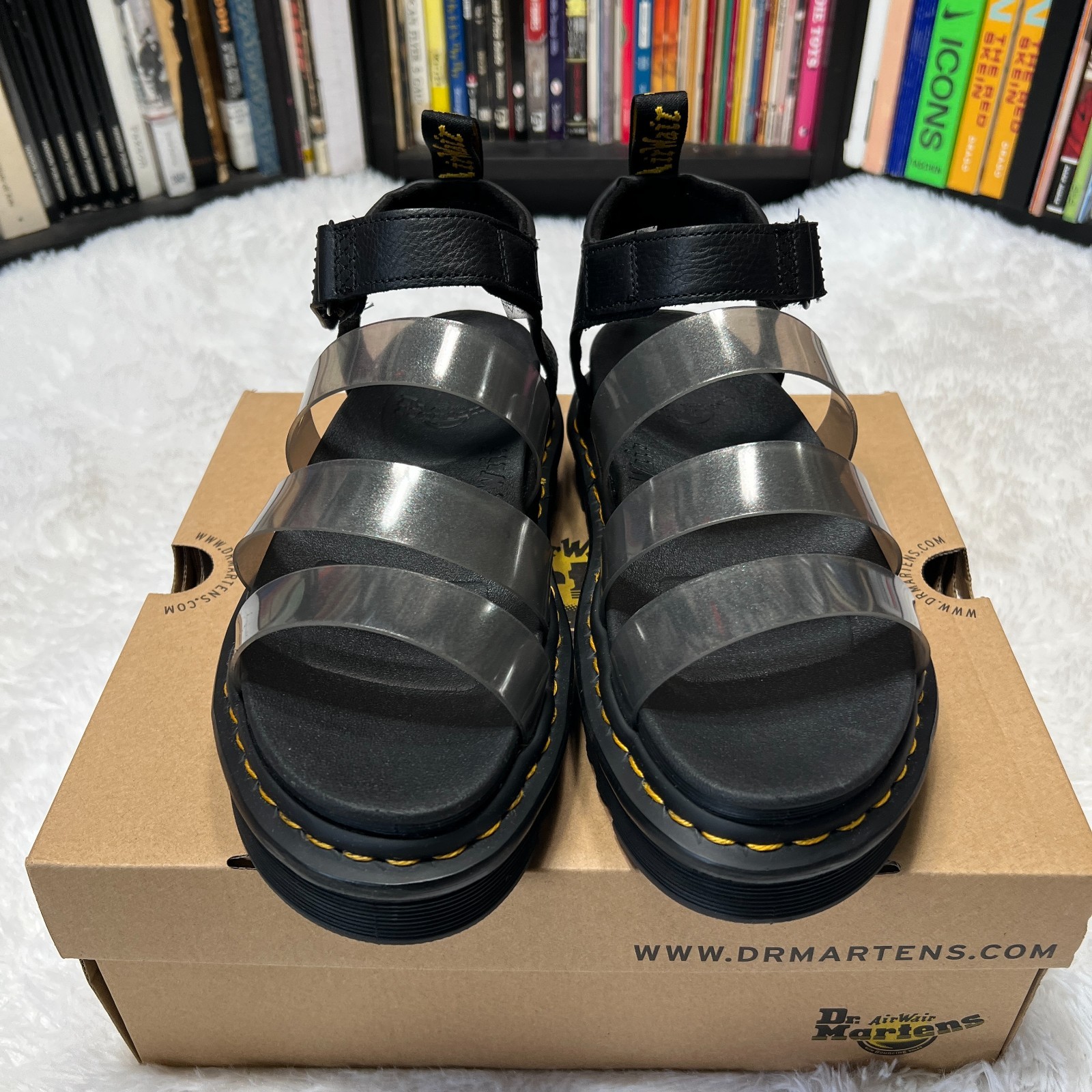 DR MARTENS BLAIRE JELLY GLITTER STRAP SANDALS BLACK SIZE 9