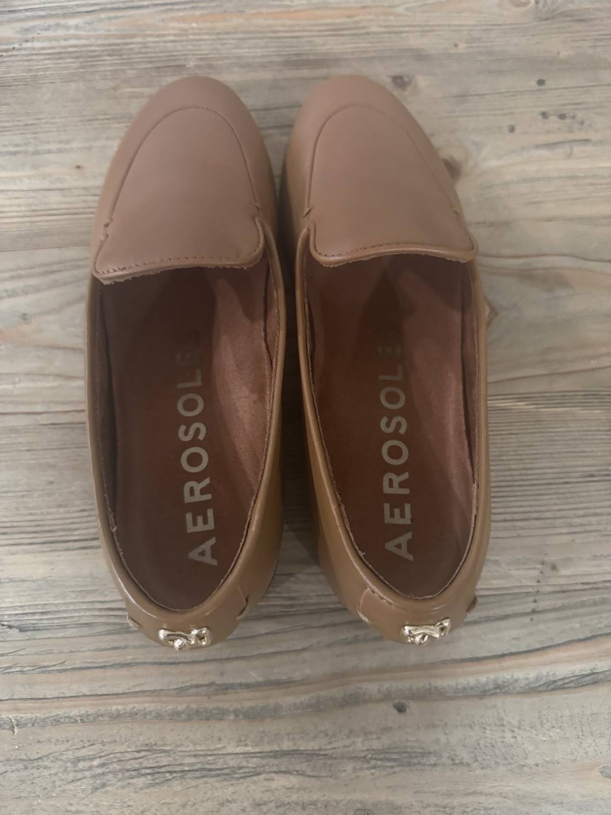 Aerosoles Wells Tan/Brown Leather Loafers, Size 6 1/2, New In Box, Retail $94