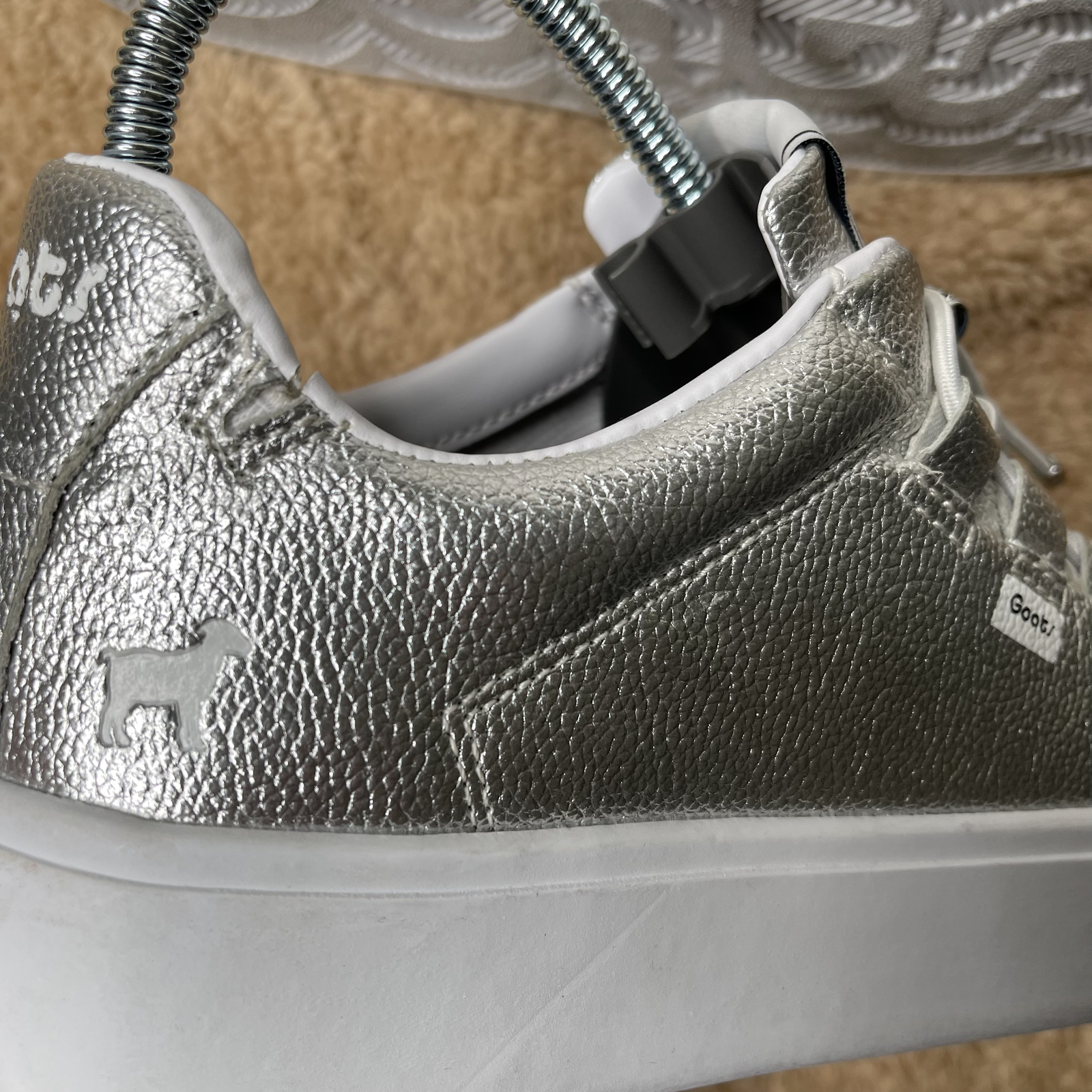 Goats Silver Metallic Platform Sneakers Women Size 4 Leather Upper