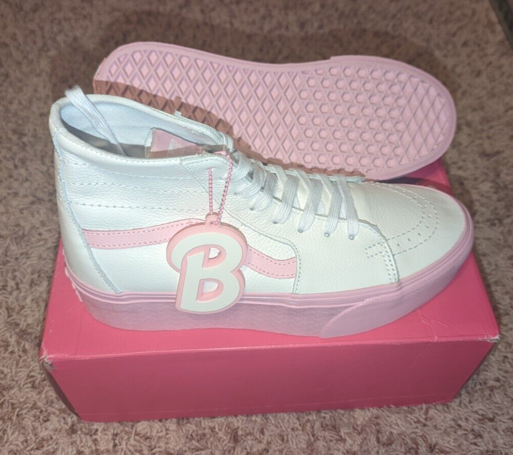 Vans x Barbie Movie SK8-Hi Tapered Stackform White/Pink Platform Men 5/Women 6.5