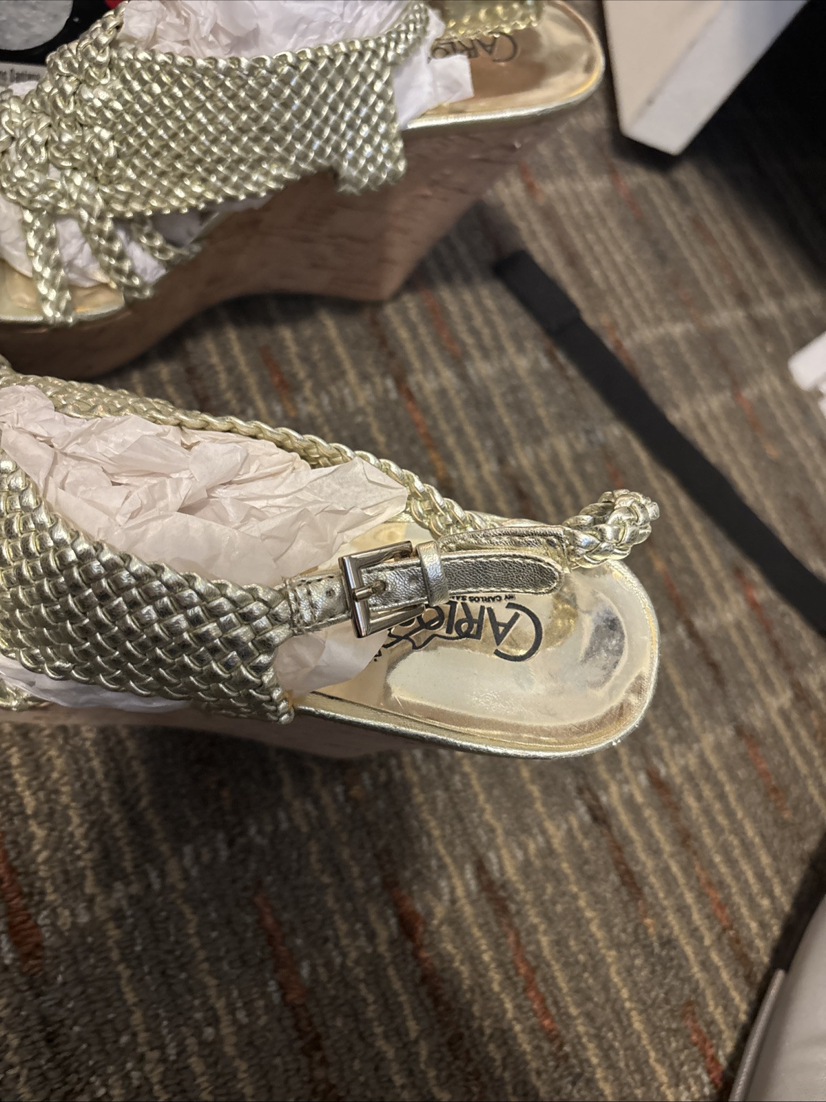 Carlos By Carlos Santana Horizon Gold Cork Platform Wedges, Sz. 9 MSRP $79