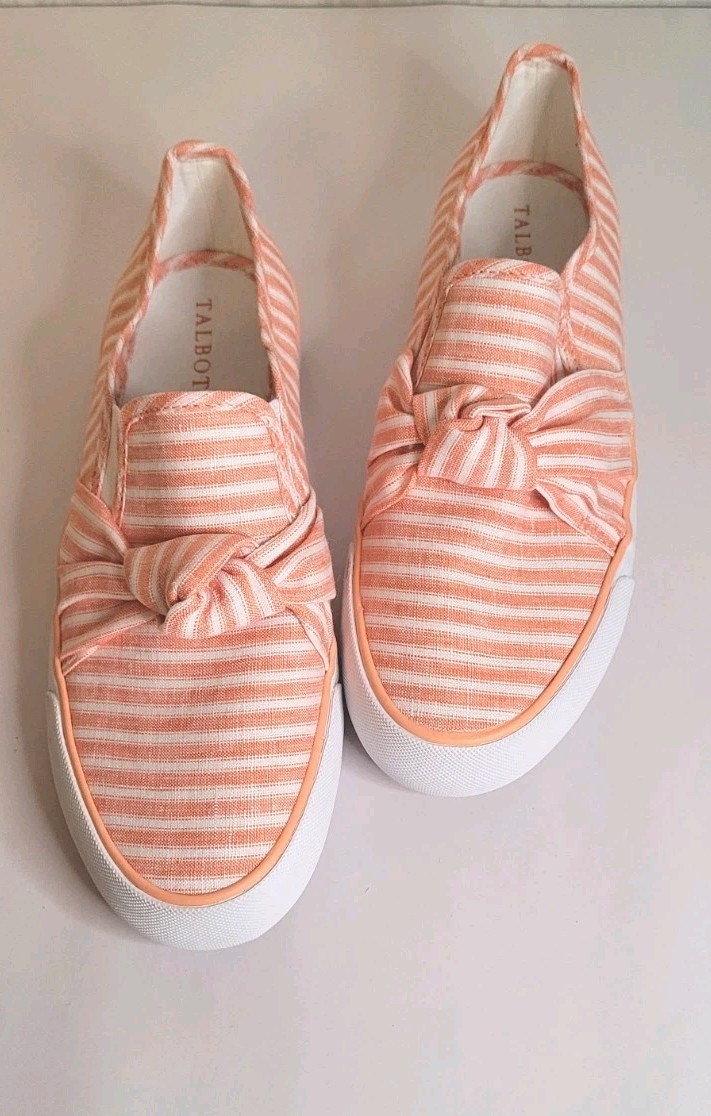 Talbots Jaden Knot Stripe Linen Platform Slip-On Summer Sneakers Size 7 NEW
