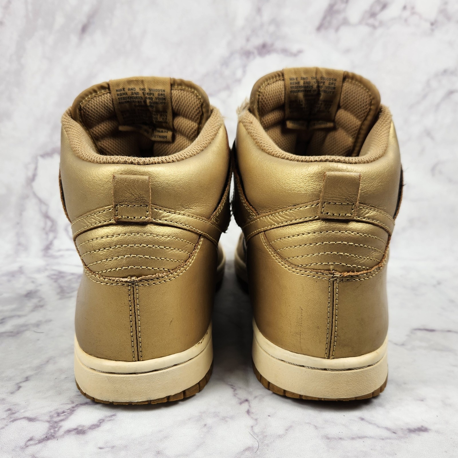 Nike Dunk High 325203-771 Sneakers Metallic Gold/Black Womens Size 9