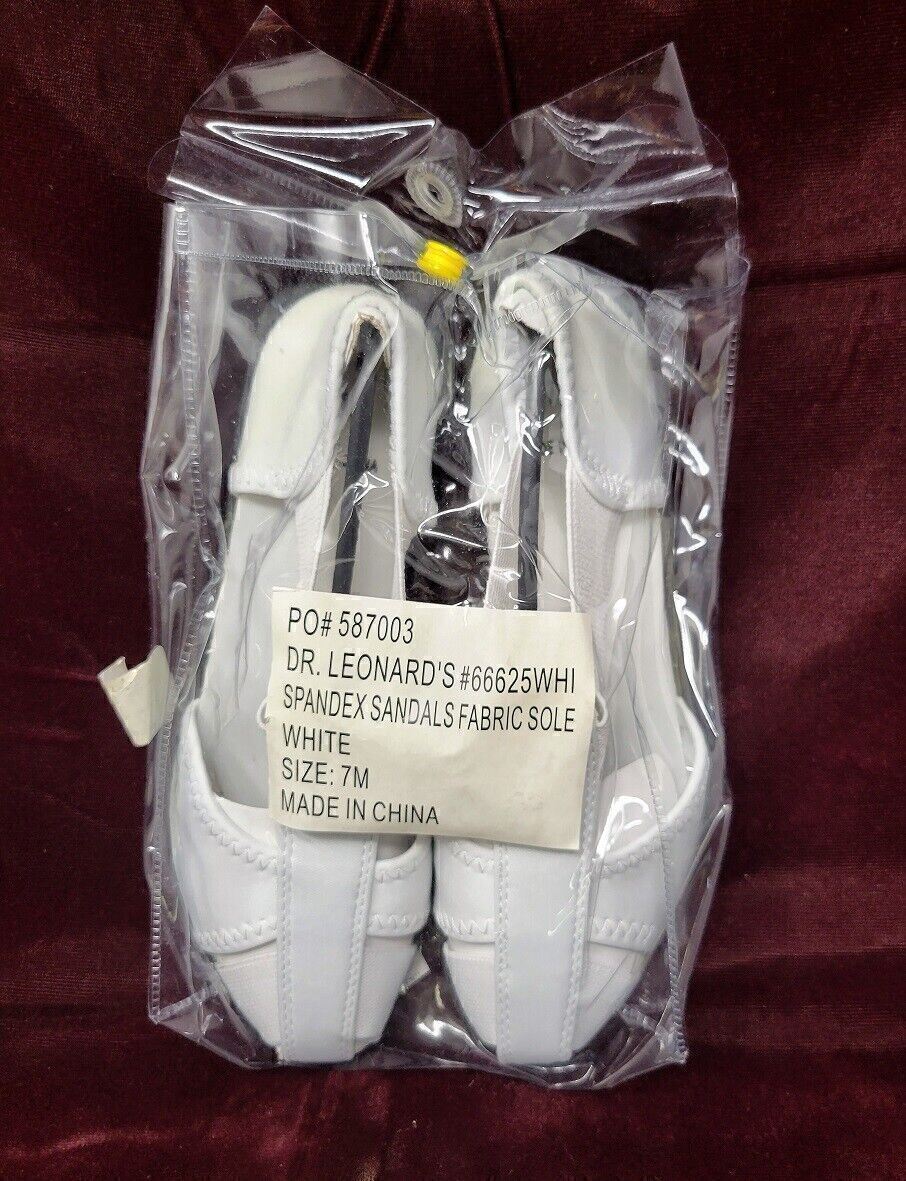 Dr Leonard’s spandex sandals fabric sole 7M White NIP